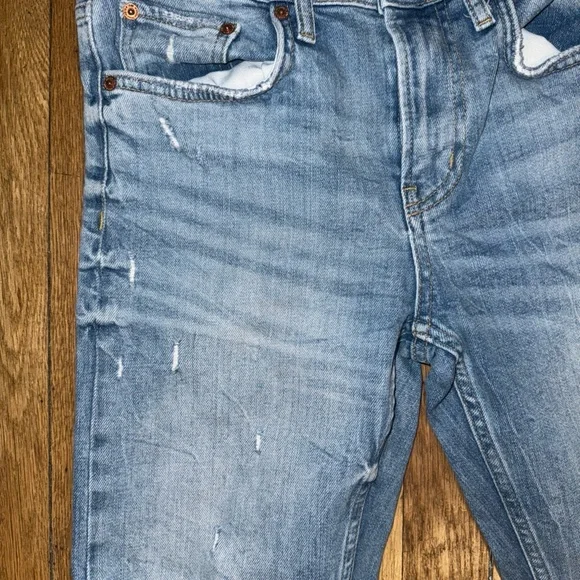 Zara Women's Size 4 Blue Skinny Leg Distressed Medium Wash Cotton Blend Jeans - Picture 4 of 15